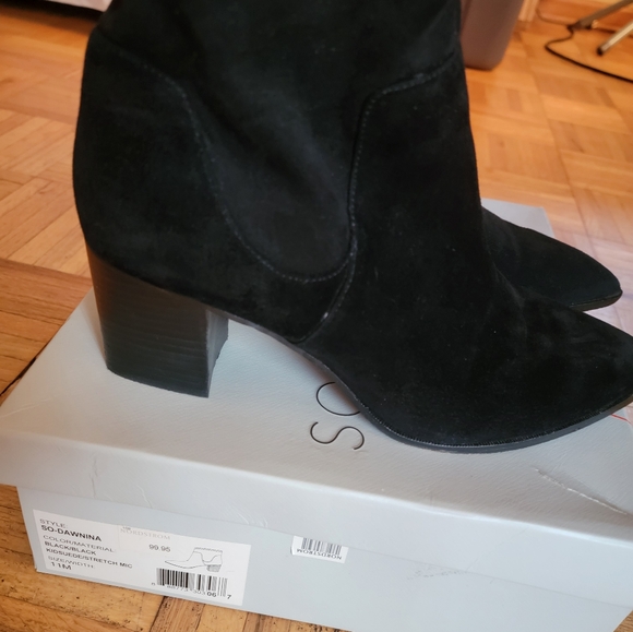 Black Suede/Stretch Suede Size 11 ankle boot size 11 by Sole Society - Picture 2 of 4